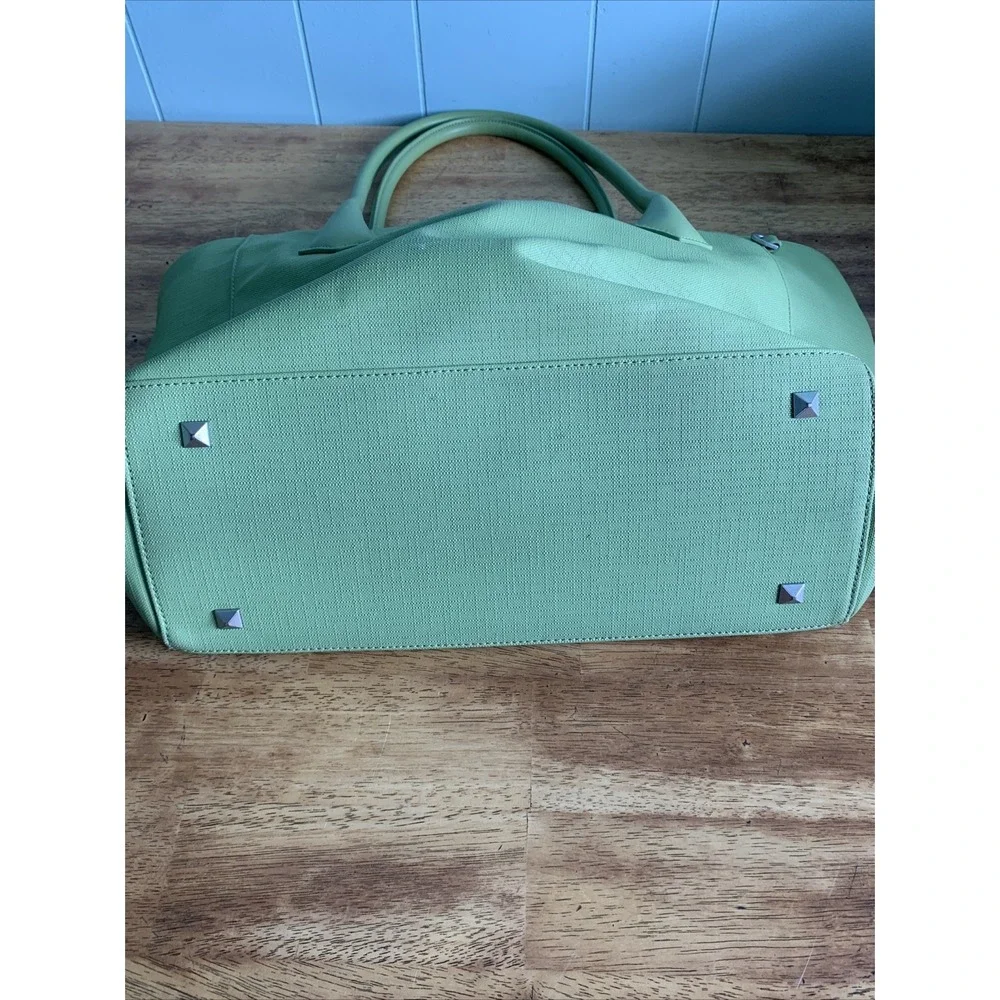DAGNE DOVER Signature Legend Green Coated Canvas Large Laptop Tote Bag